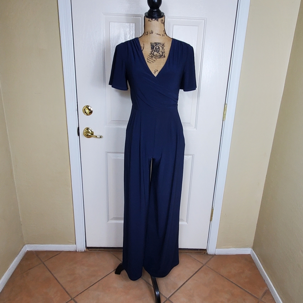 Harper Rose Pants & Jumpsuits Harper Rose Wide Leg Jumpsuit Pants Navy Short Sle